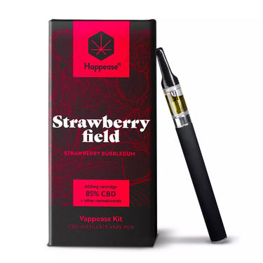 kit de vapeo happease junto con lapiz y regcarga en fondo blanco.