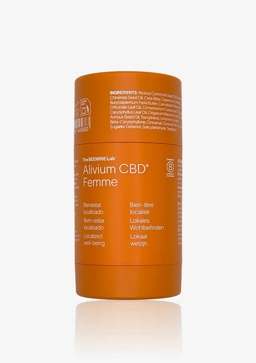 envase naranja de alium forte CBD, para el alivio de los dolores menstruales