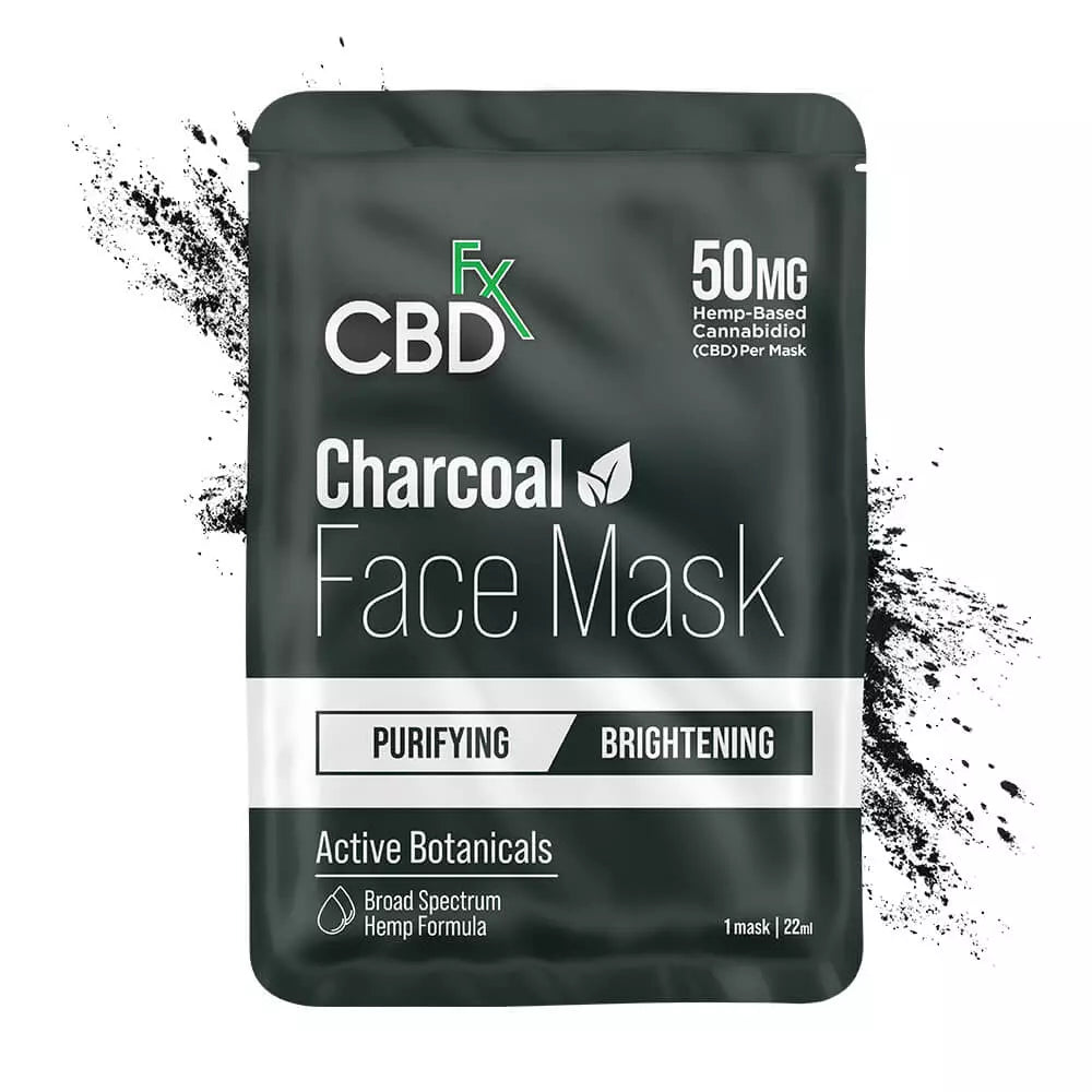 envase de mascarilla facial de carbón activo purificante con cbd como principal ingrediente.