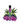 Vapeador Purple punch color morado con hojas de marihuana decorativas y gominolas. Fondo blanco