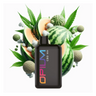 Vaper de CBD desechable de color negro, decorado con sandia y hojas de marihuana legal
