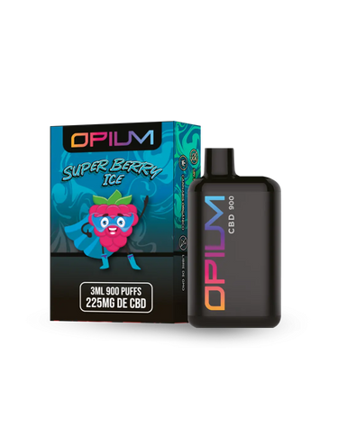 VAPER DESCHABLE DE CBD SUPER BERRY ICE color negro con fondo blanco