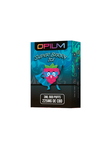 envase del vaper de CBD de opium super berry ice, sobre fondo blanco
