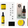 fotos de los productos incluidos en el pack me cuido: aceite corporal con cbd, crema dermocalmante con cbd, aceite 10% cbd, bálsamo labial con cbd. 