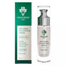 ENVASE DE CRISTAL, de cornorno de ojos, con su packaging verde al lado sobre fondo blanco