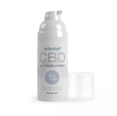 crema para la psoriasis de cbd  en fondo blanco