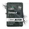 Mascarilla facial con carbón activo y cbd sobre fondo blanco
